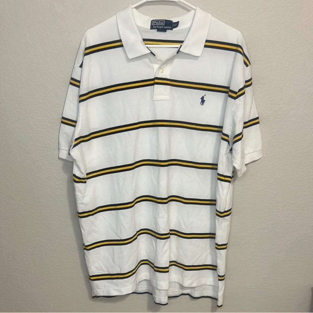 Polo by Ralph Lauren White and Yellow Striped Polo Shirt